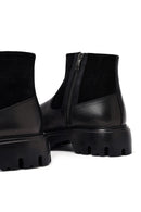 Men's Black Thick Soled Leather Boots | Derimod