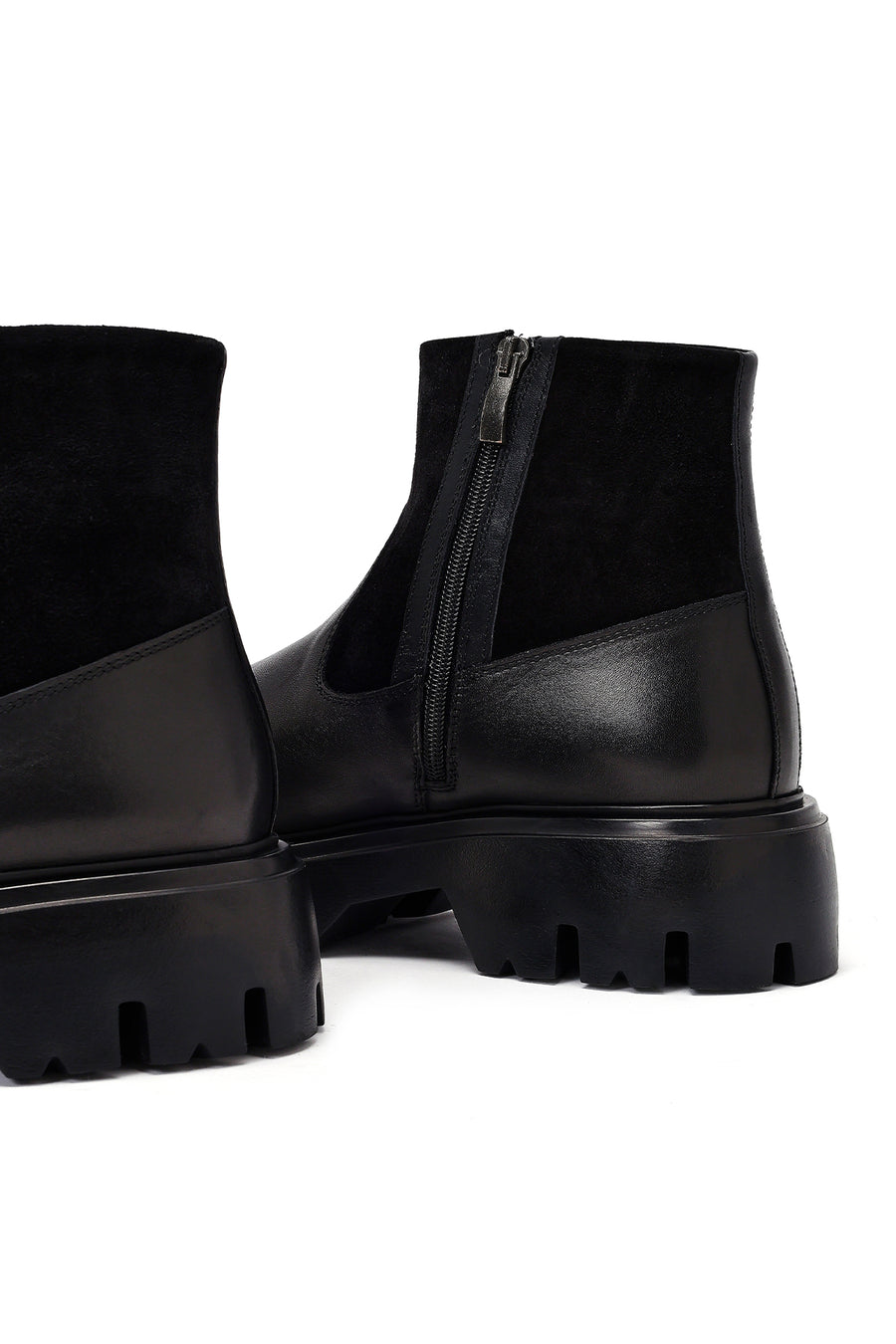 Men's Black Thick Soled Leather Boots