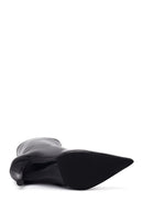 Woman Black Zip Closure Stiletto-Heel Patent Leather Leather Boots | Derimod