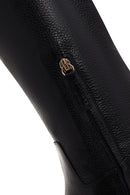 Geox Women's Black Tormalina Zippered Leather Heeled Boots | Derimod
