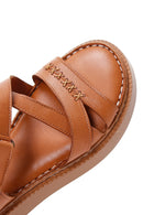 Women's Tan Ankle Strap Leather Comfort Sandals | Derimod