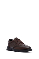Erkek Kahverengi Bağcıklı Deri Casual Sneaker | Derimod