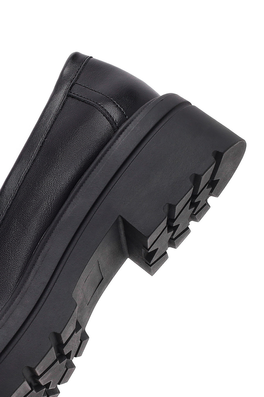 Women's Black Buckled Thick-Soled Masculine Loafer