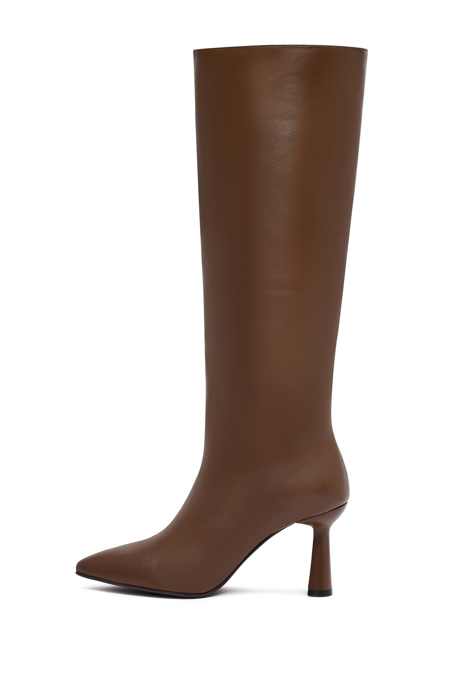 Woman Brown High Heels Leather Boot