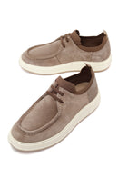 Male Beige Lace-Up Thick-Soled Suede Leather Casual Shoes | Derimod