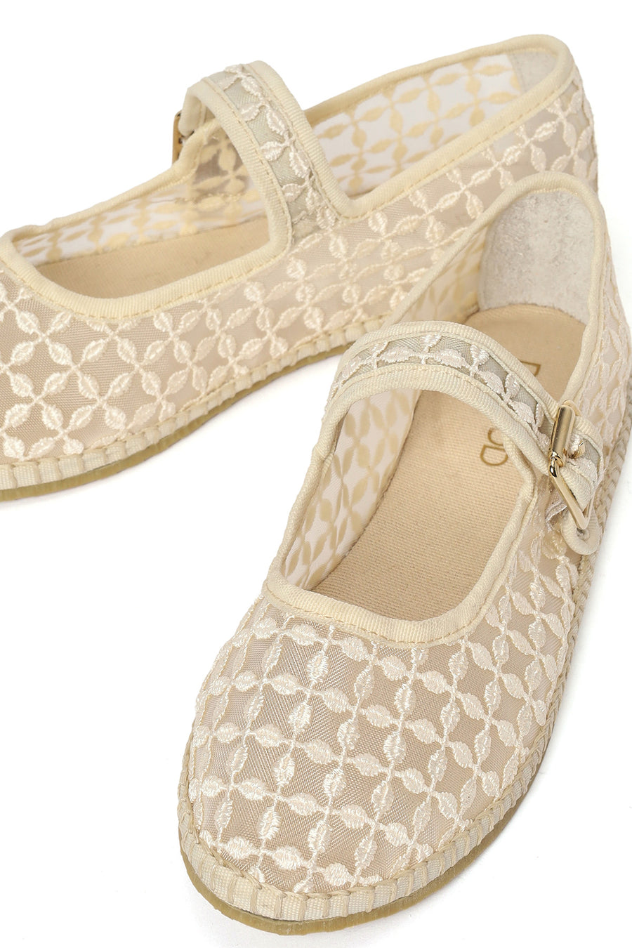 Women's Cream Buckle Espadrilles