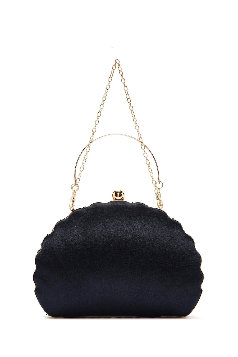 Women's Blue Long Chain Strap Sequined Box Evening Handbag