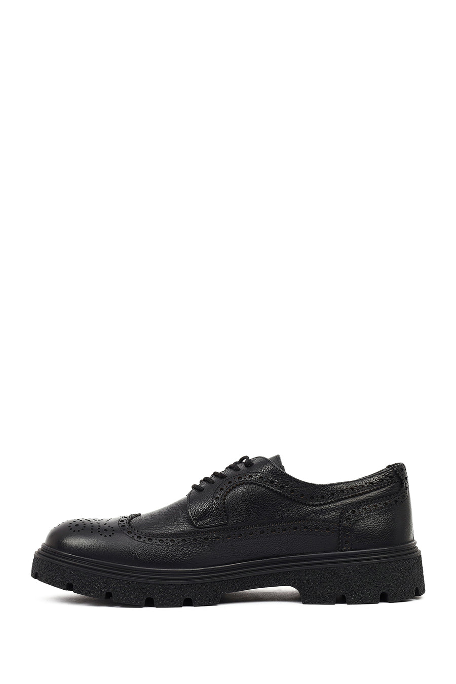 Men's Black Lace-Up Leather Casual Shoes