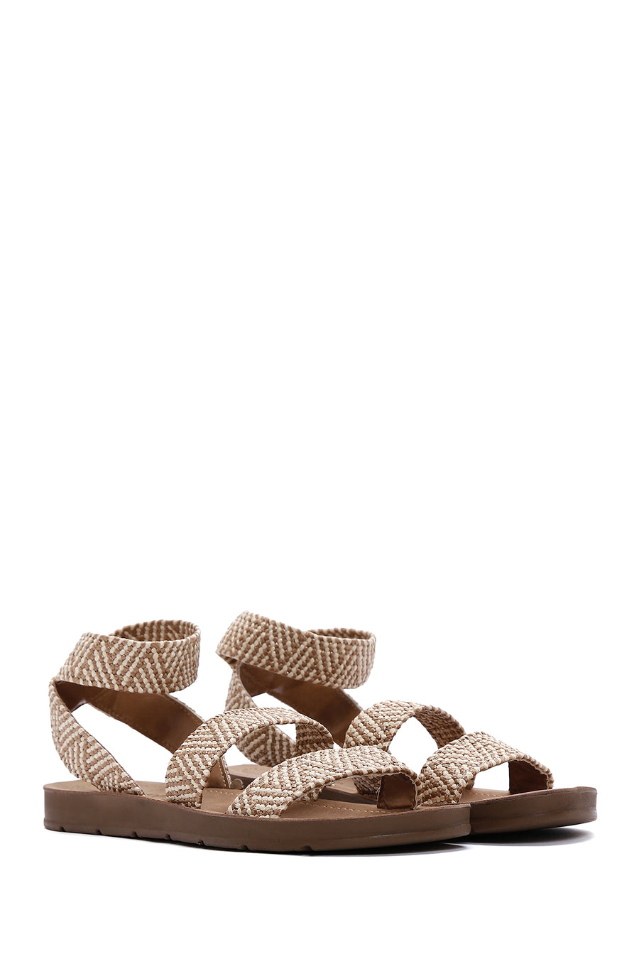 Women's Beige Double Strap Sandals