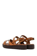Women's Tan Thick Soled Leather Bodrum Sandals | Derimod