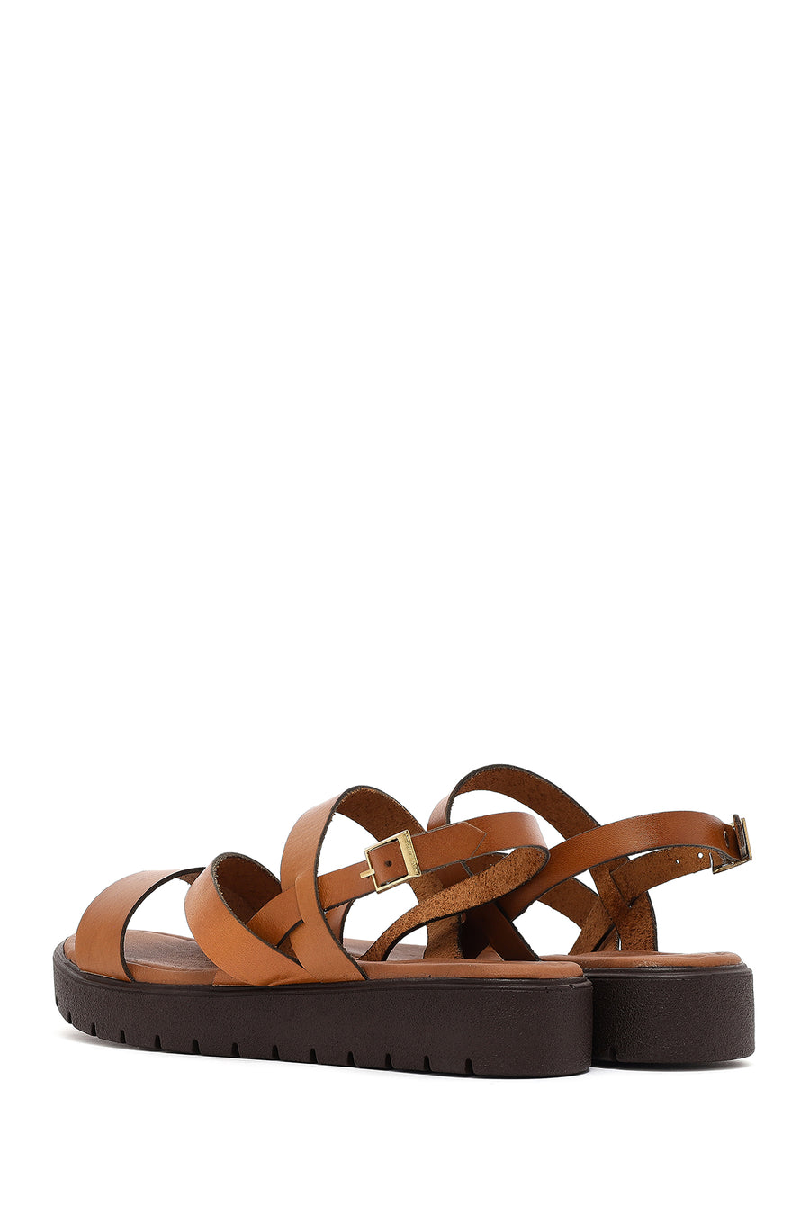 Women's Tan Thick Soled Leather Bodrum Sandals