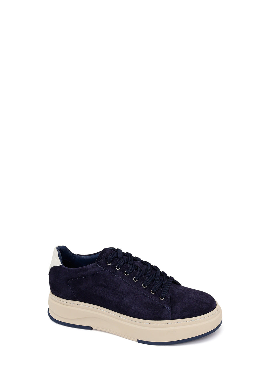 Erkek Lacivert Bağcıklı Kalın Tabanlı Süet Deri Sneaker
