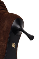 Woman Brown Thin-Heeled Suede Boots | Derimod