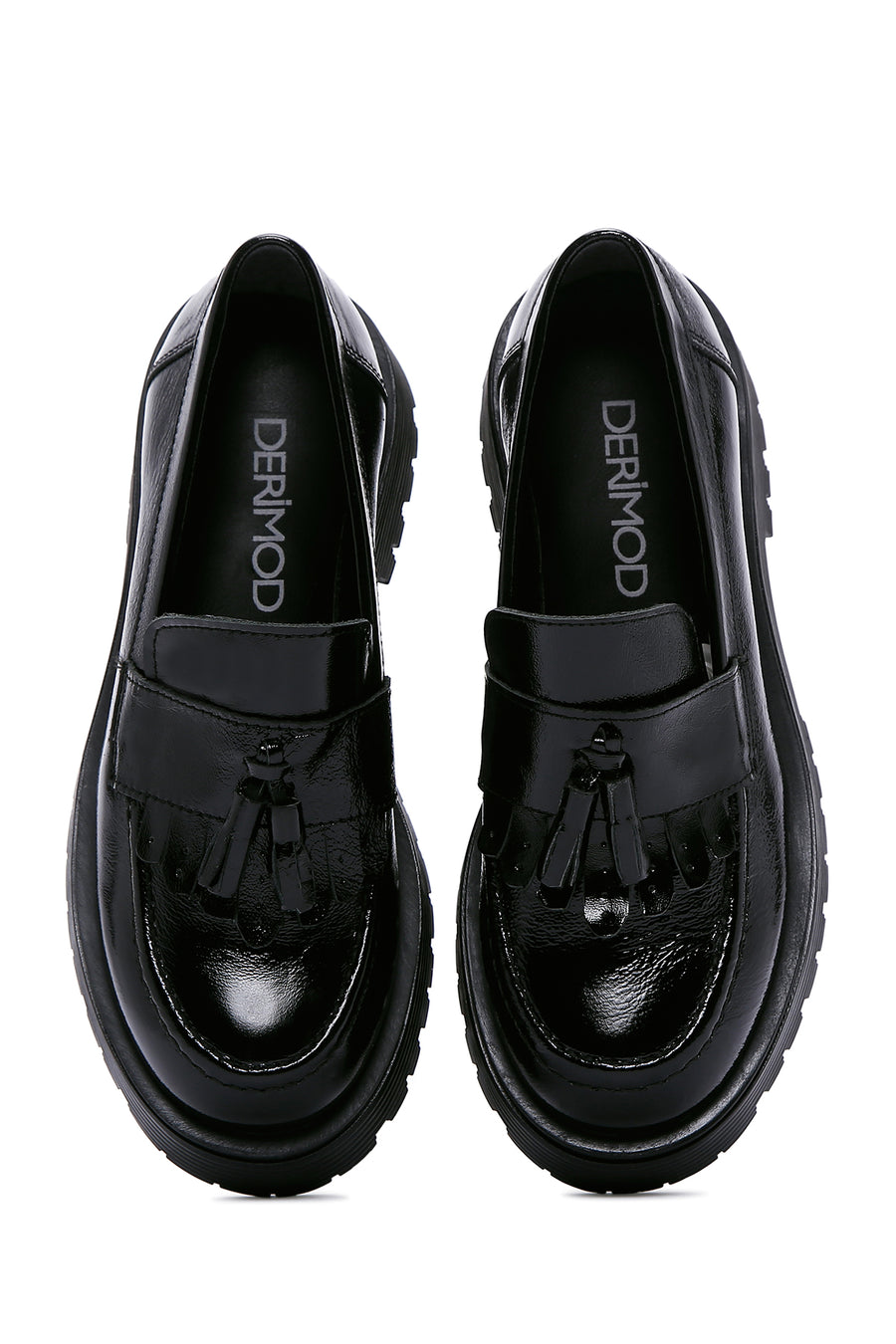 Women's Black Tassel Leather Masculine Loafer