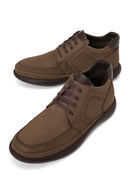 Male Beige Lace-up Thick-soled Nubuck Leather Boots | Derimod
