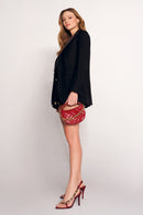 Woman Red Long Strap Quilted Mini Evening Bag | Derimod