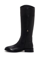 Geox Women's Black Tormalina Zippered Leather Heeled Boots | Derimod