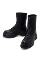 Women's Black Thick Soled Zippered Leather Classic Boots | Derimod