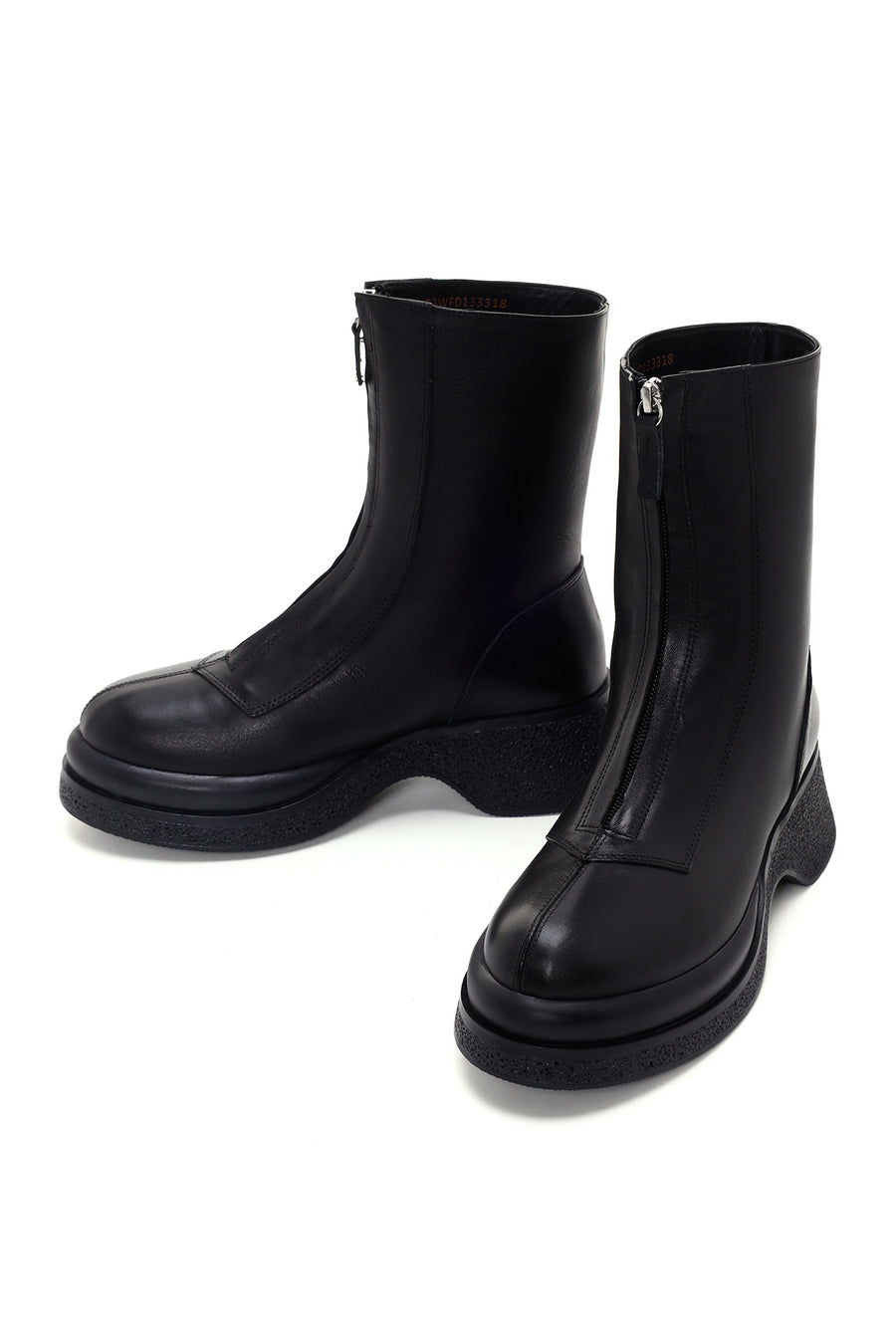 Women's Black Thick Soled Zippered Leather Classic Boots