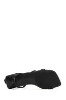 Women's Black Ankle Buckle Thin Low Heel Sandals | Derimod