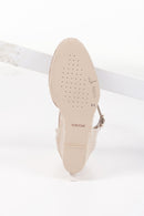 Geox Women's Beige Gelsa Wedge Heels Suede Leather Espadrille | Derimod