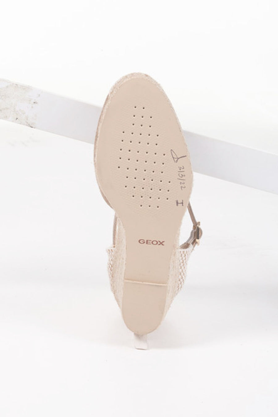 Geox Women's Beige Gelsa Wedge Heels Suede Leather Espadrille