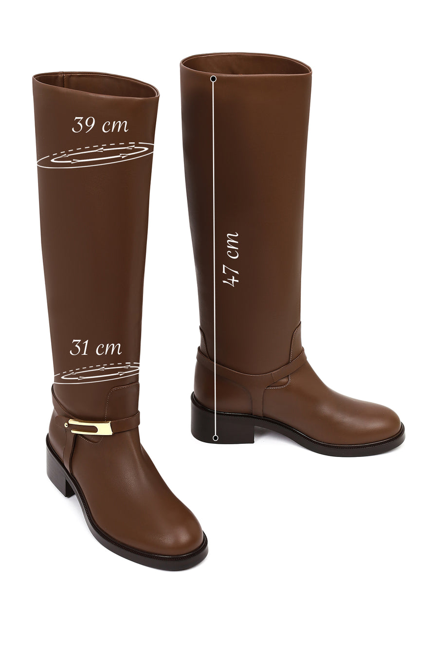 Women's Brown Buckled Leather Boot