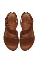 Women's Tan Suede Leather Comfort Sandals | Derimod