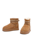 Women's Camel Thick-Soled Suede Leather Teddy Boot | Derimod