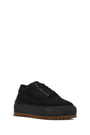 Erkek Siyah Bağcıklı Kalın Tabanlı Nubuk Deri Sneaker | Derimod