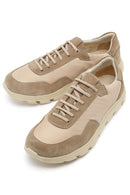 Women's Beige Lace-up Leather Sneaker | Derimod