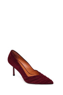Woman Burgundy Thin-Heeled Suede Stiletto | Derimod