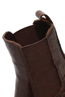 Woman Brown Thick-Soled Leather Chelsea Boots | Derimod