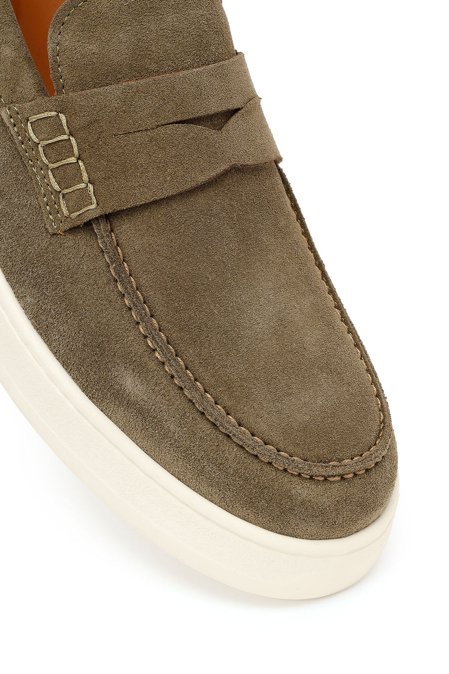 Erkek Haki Süet Deri Casual Loafer