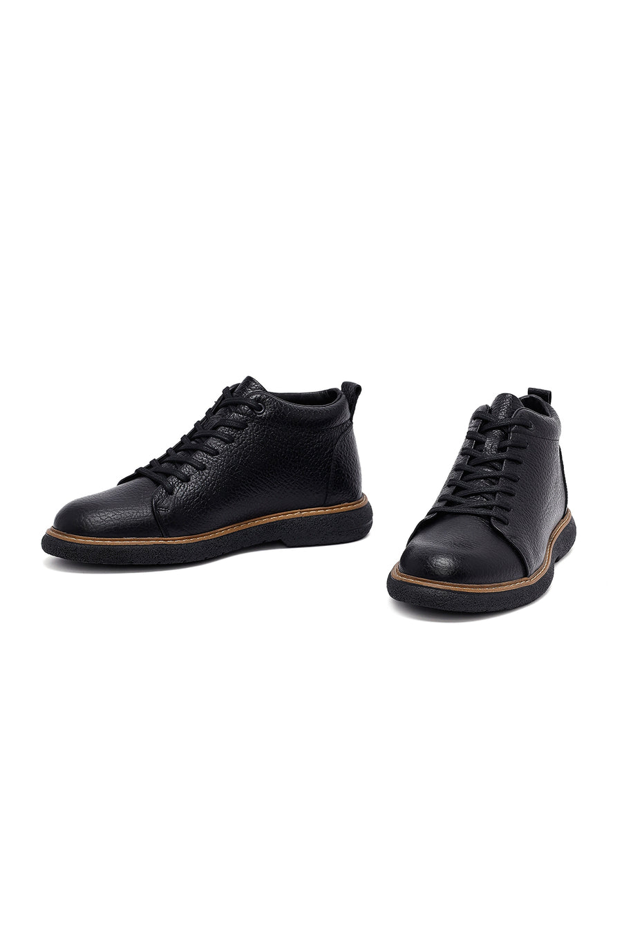 Male Black Lace-up Leather Boots