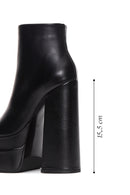 Women's Black Leather Platform High Heel Boots | Derimod