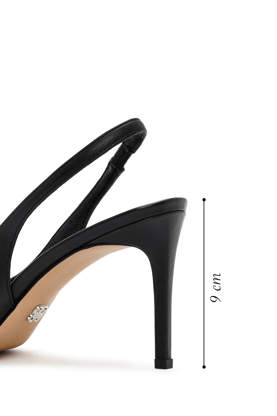 Women's Black Open-Back Heeled Leather Shoes