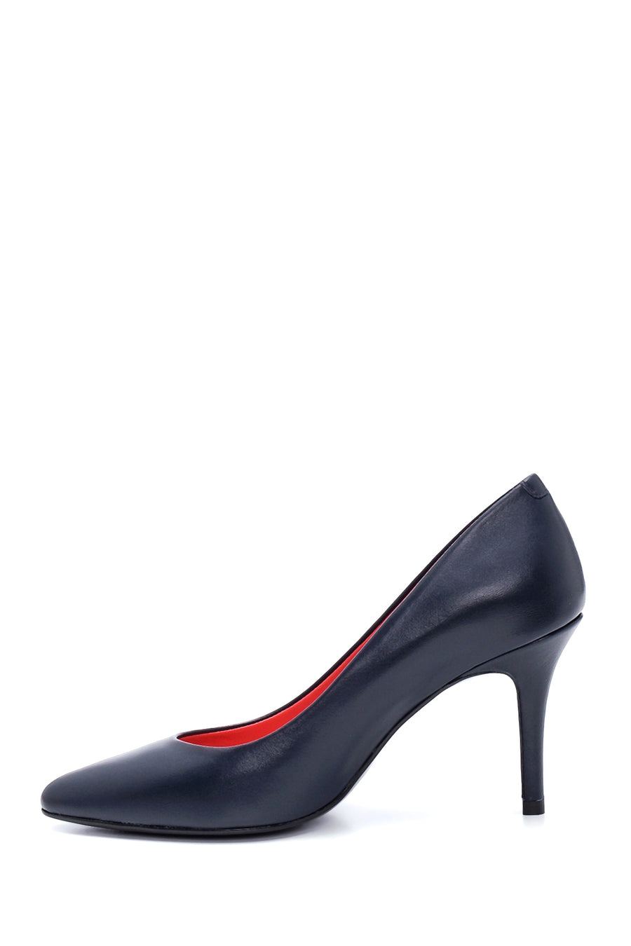 Derimod Gritti Women's Navy Blue Leather Heeled Shoes