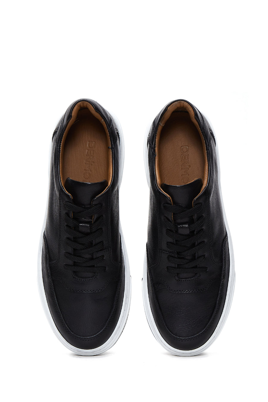 Men's Black Lace-up Leather Sneaker