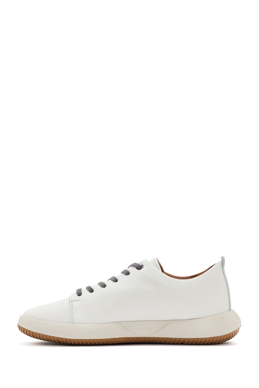 
Men's White Lace-Up Leather Sneaker
