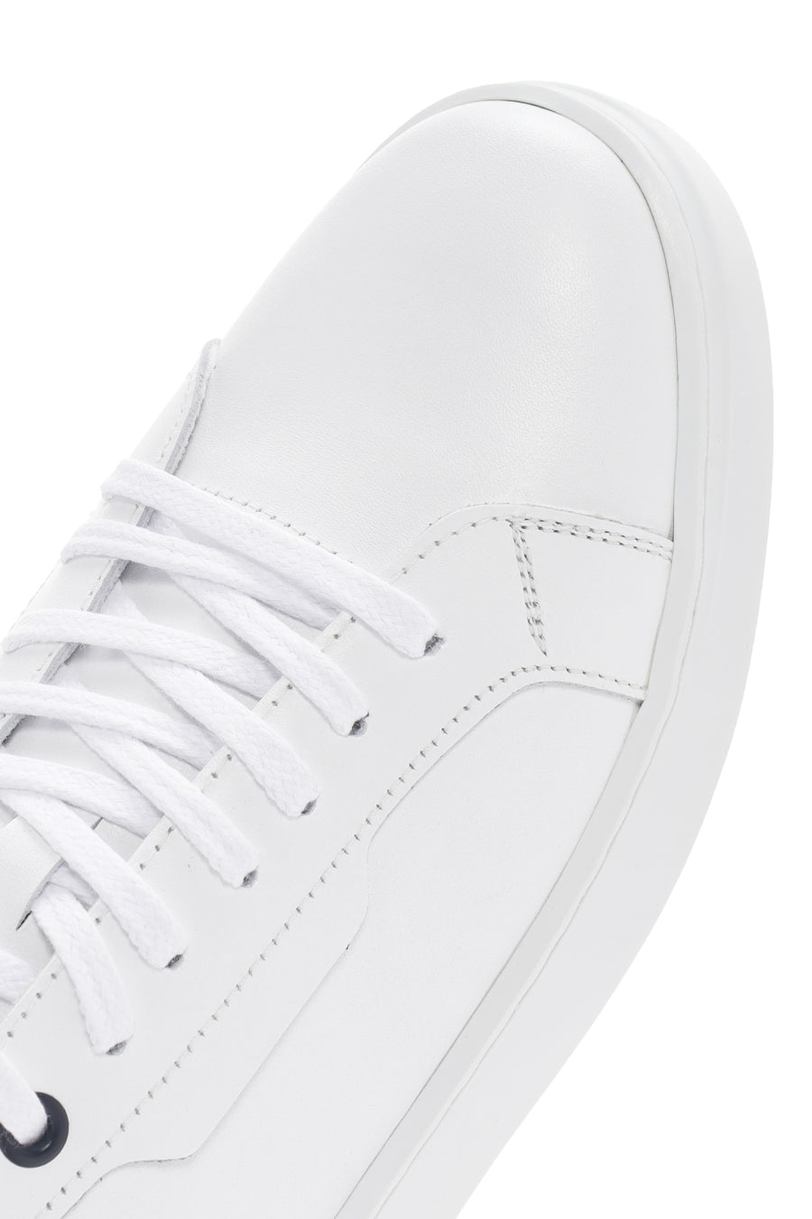 Erkek Beyaz Bağcıklı Deri Sneaker