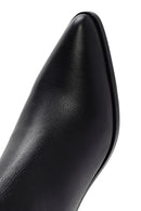 Woman Black Zip Closure Chunky Heeled Leather Boots | Derimod