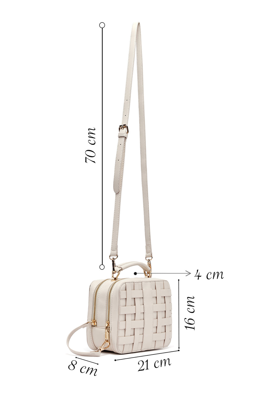 Women Beige Long Strap Woven Crossbody Bag