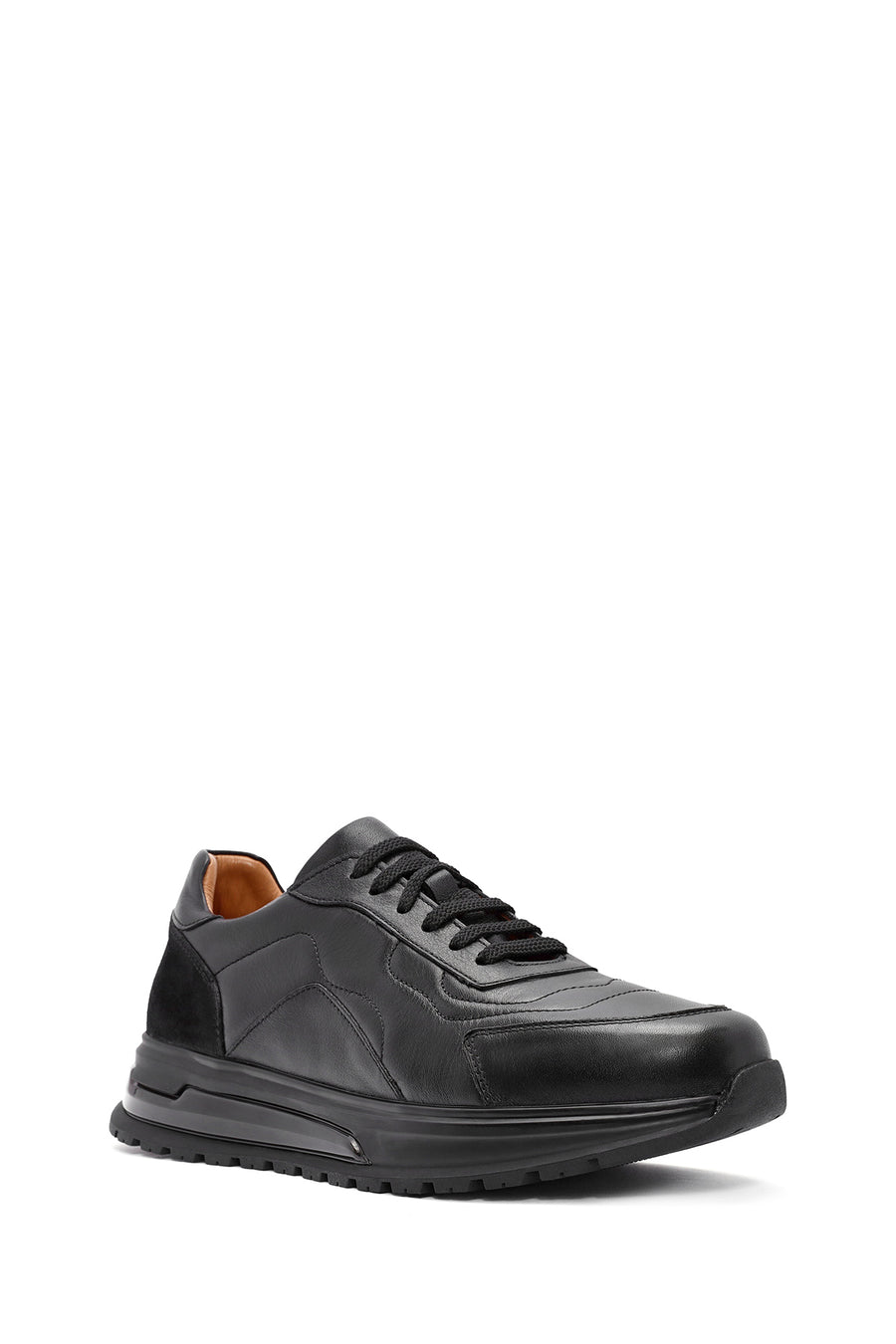Men's Black Lace-up Leather Sneaker