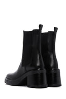 Women's Black Leather Heeled Chelsea Boots | Derimod