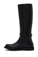 Woman Black Buckle-Detail Leather Boots | Derimod