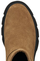 Geox Women Tan D Pluette Zippered Thick Sole Suede Leather Boots | Derimod