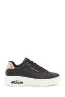 Skechers Women's Black Uno Court Lace-Up Chunky Sole Leather Sneakers | Derimod