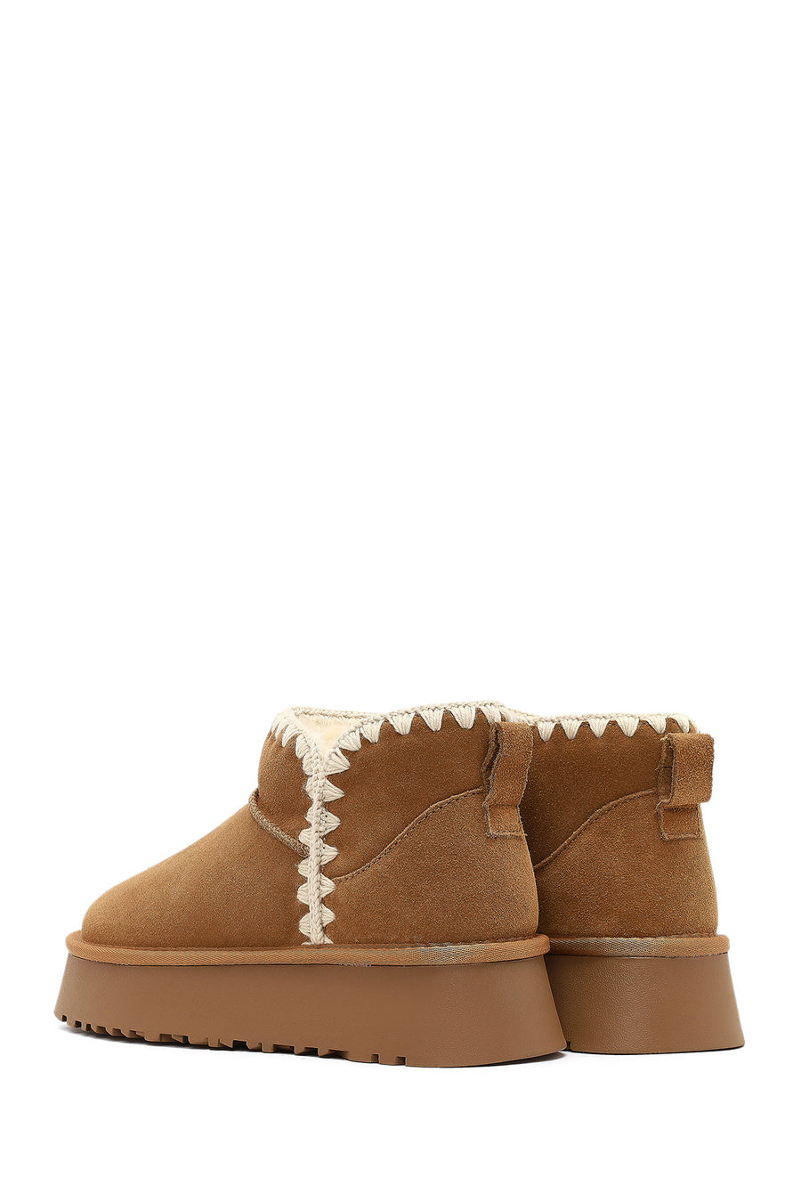 Woman Camel Suede Teddy Boots