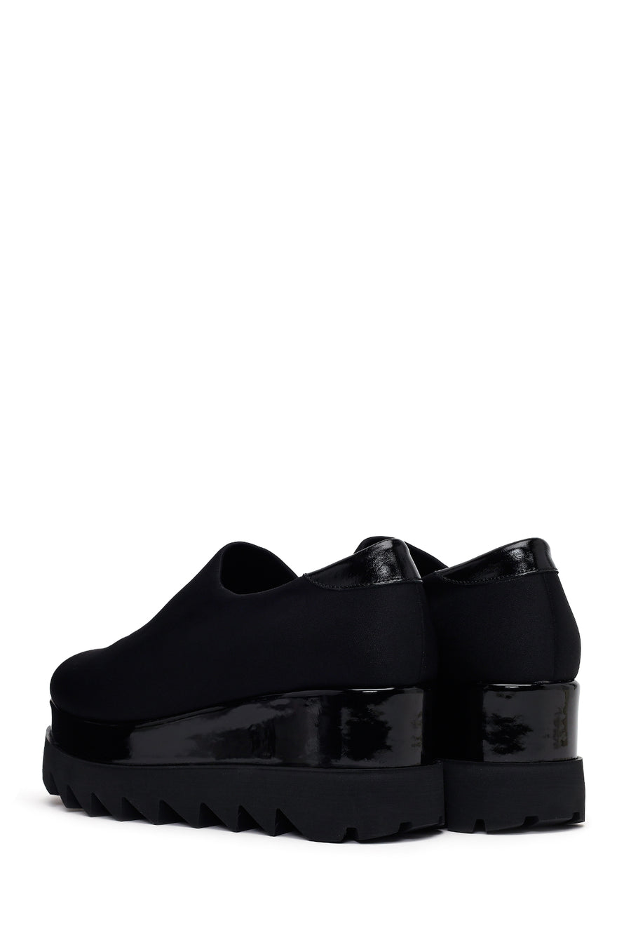 Woman Black Wedge Fabric Shoes